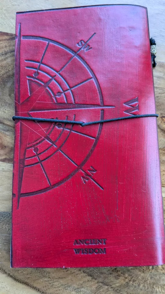 Super Eco Friendly Handmade Red Leather Journal "The Adventure Begins" Free P&P