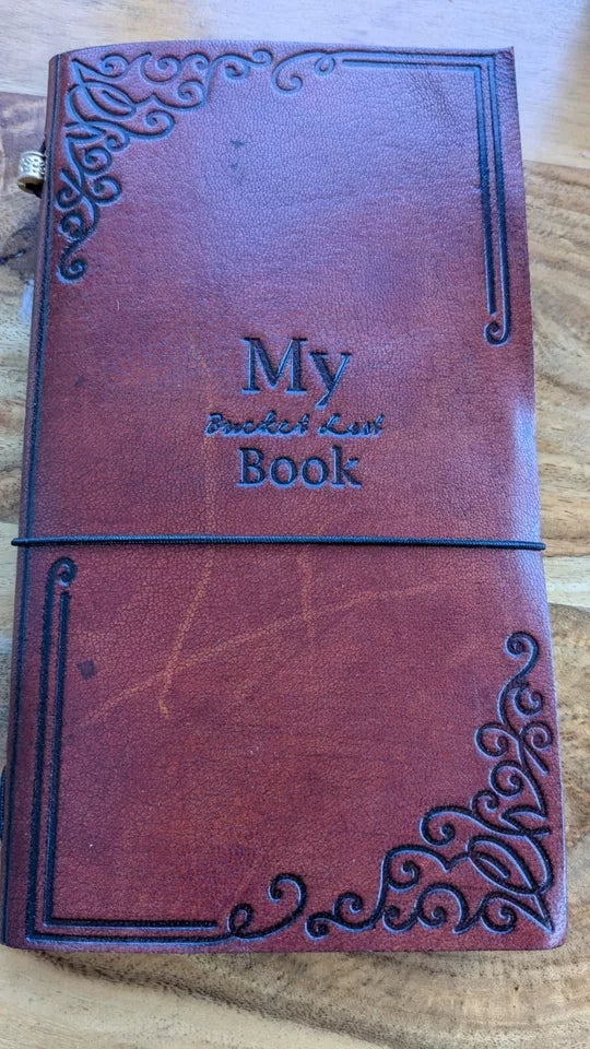 Super Eco Friendly Handmade Brown Leather Journal "My Bucket List" Free P&P