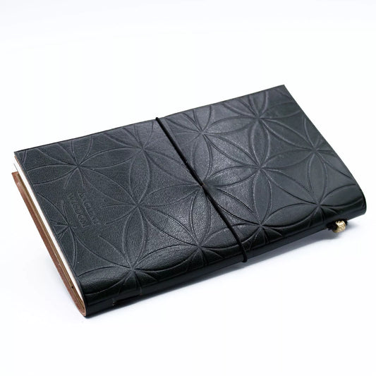 Super Eco Friendly Handmade Green Leather Journal "Flower of Life" Free P&P