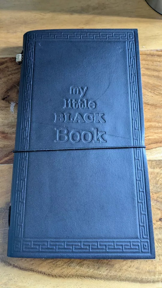 Super Eco Friendly Handmade Black Leather Journal My Little Black Book -Free P&P