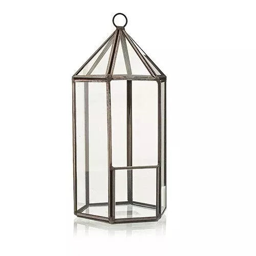 Glass Terrarium Black Lantern  | Hanging Lantern | Trinket Display | Free P&P