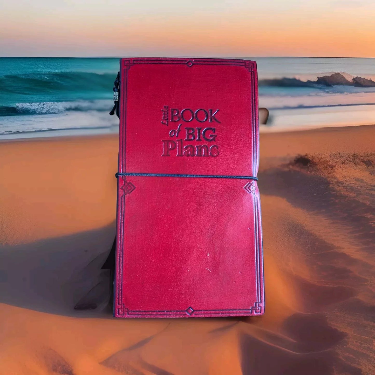 Super Eco Friendly Handmade Red Leather Journal  "Little Book Of Big Plans" Free P&P