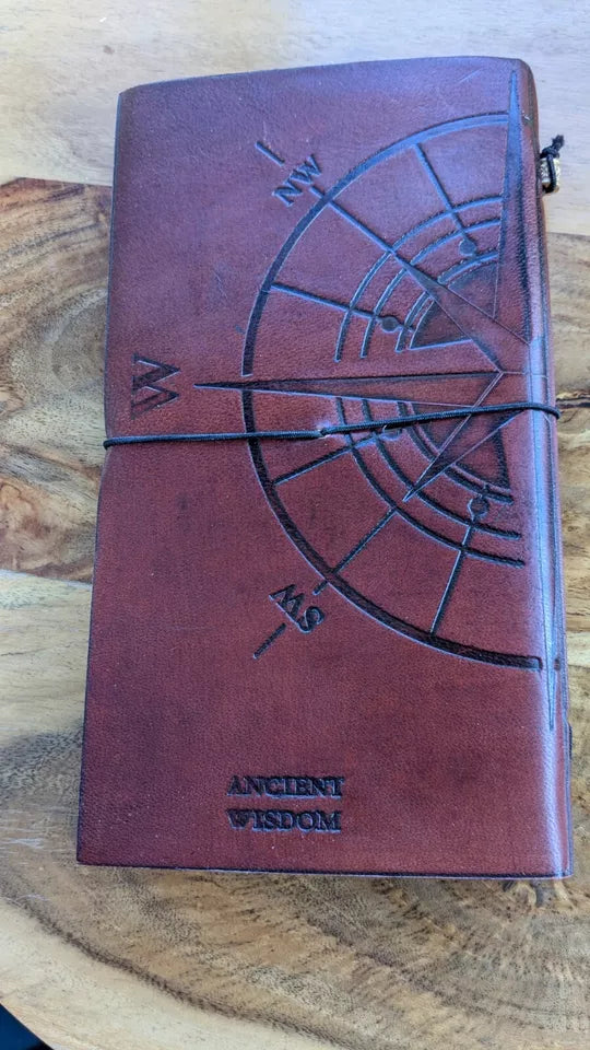 Super Eco Friendly Handmade Brown Leather Journal "Travel The World" Free P&P