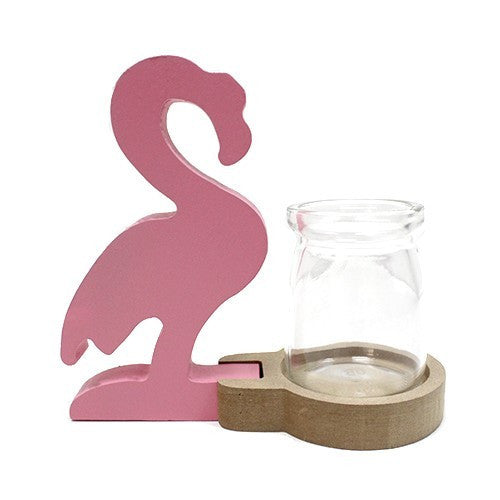 Hydroponic Home Décor - Wooden Frame Flamingo - Glass Jar - Plants Free P&P